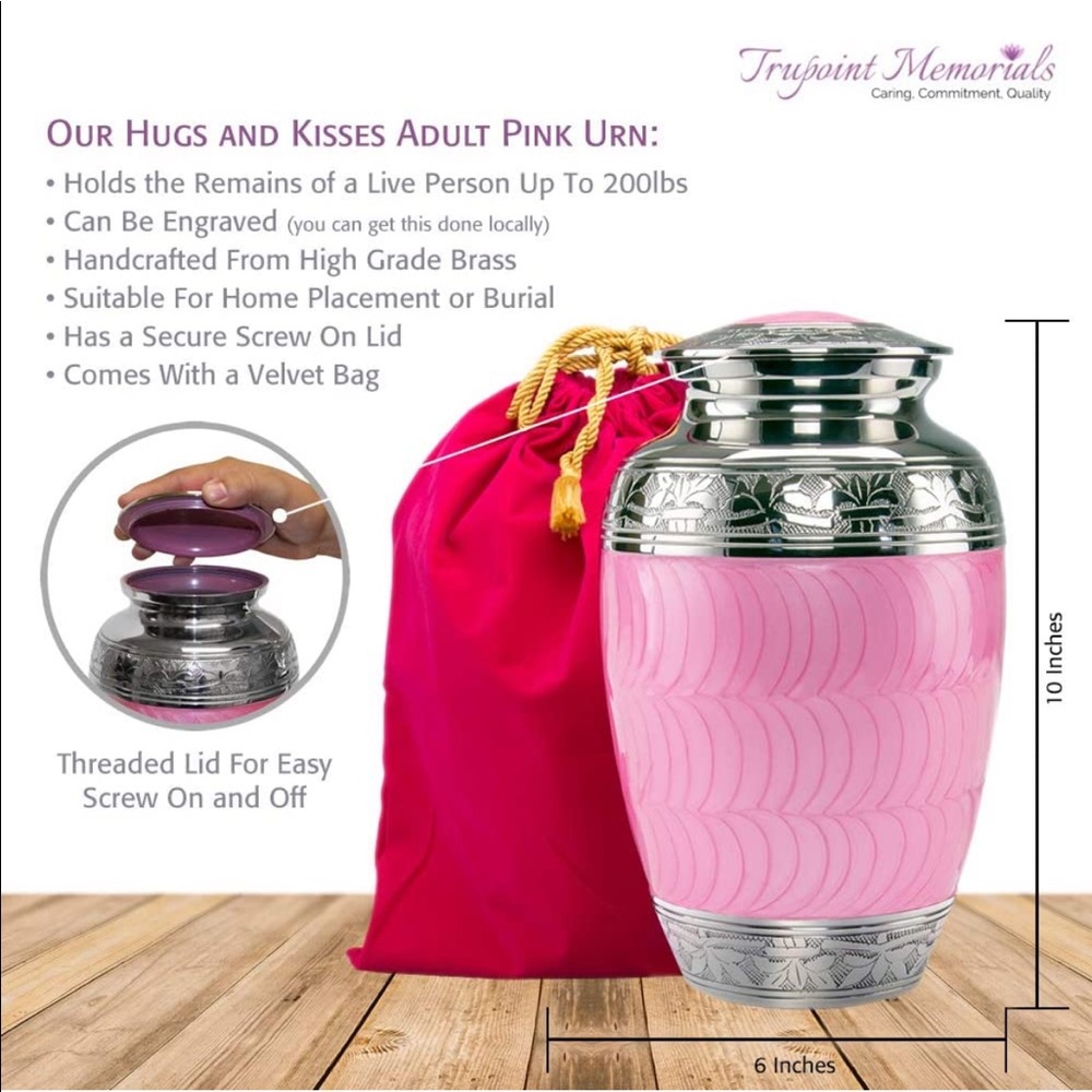 Adult Urn - Light Pink Enamel and Nickel NWT